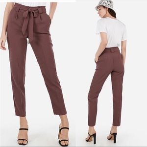 Express Belted Ankle High Rise Paper Bag Pants Size 2R